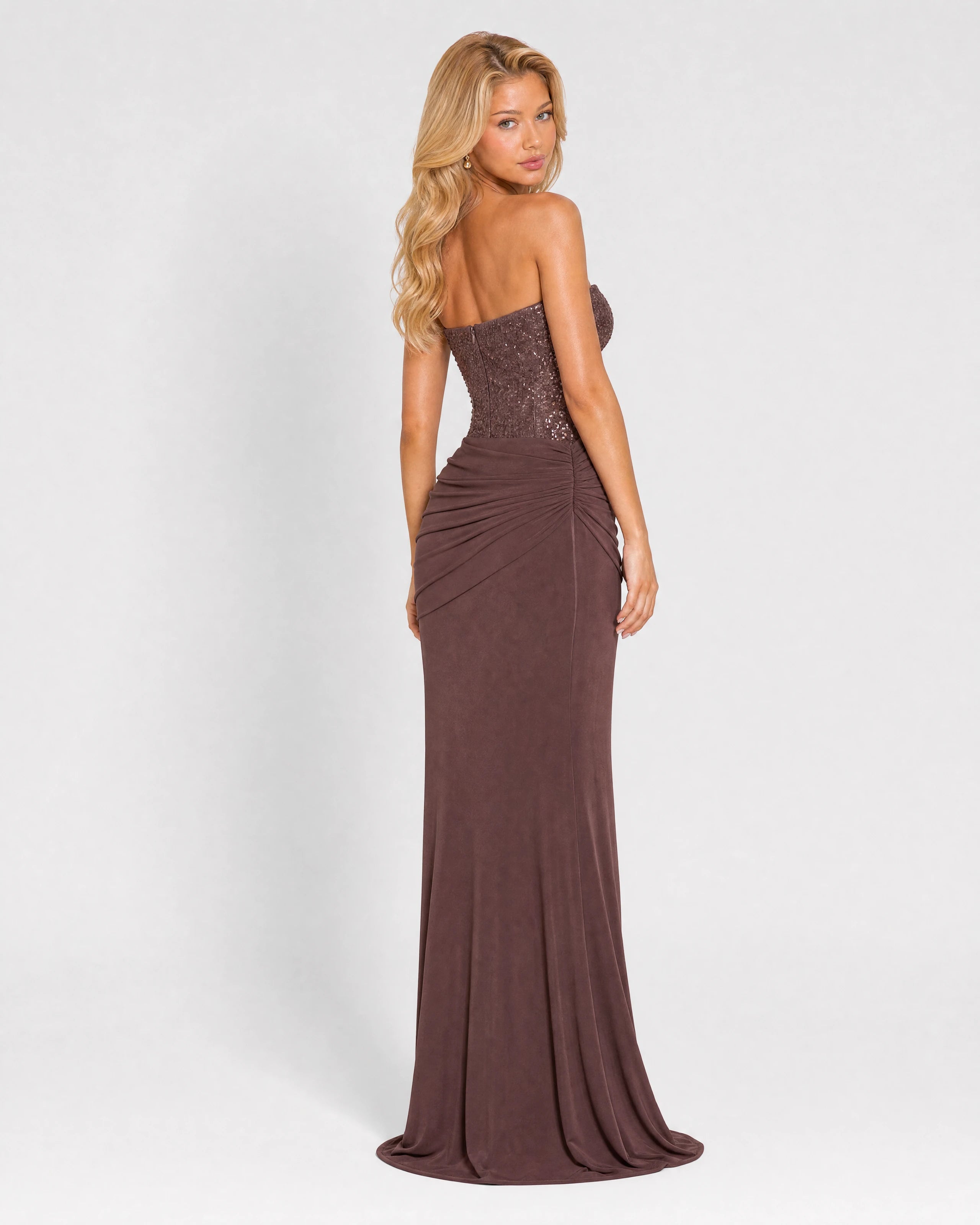 Camille plum brown maxi dress - back