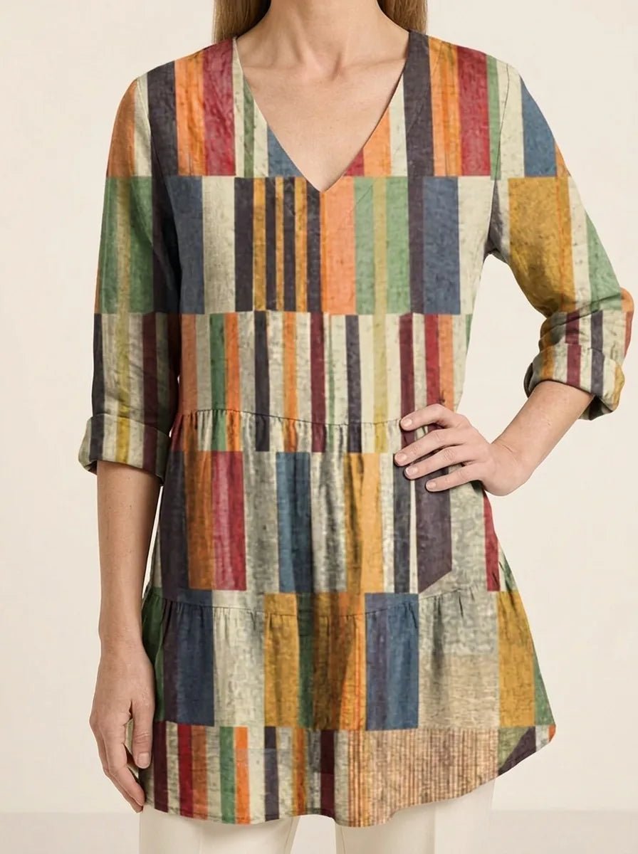 Chloe | Long Blouse with V-Neck - Tillybelle