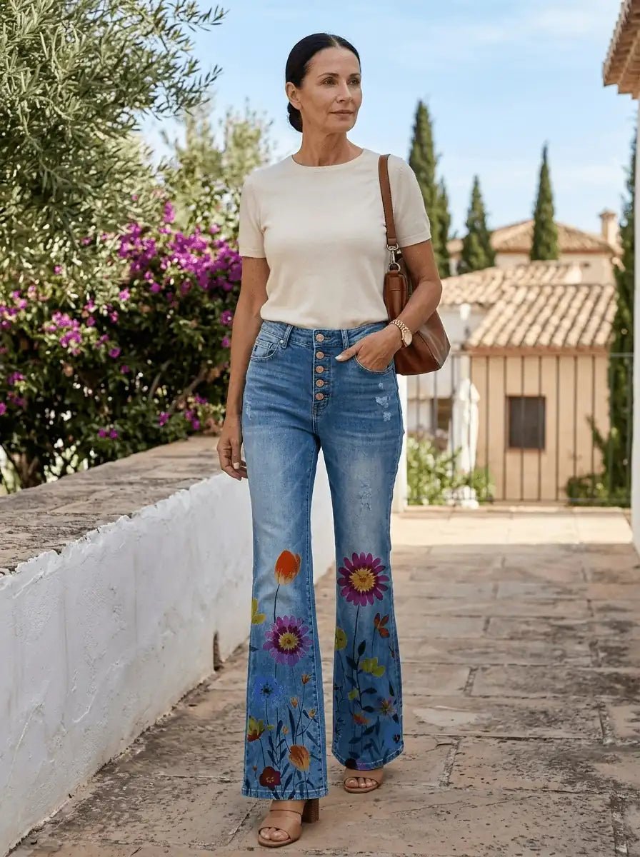 Flora | Wide-Leg Patterned Trousers - Tillybelle
