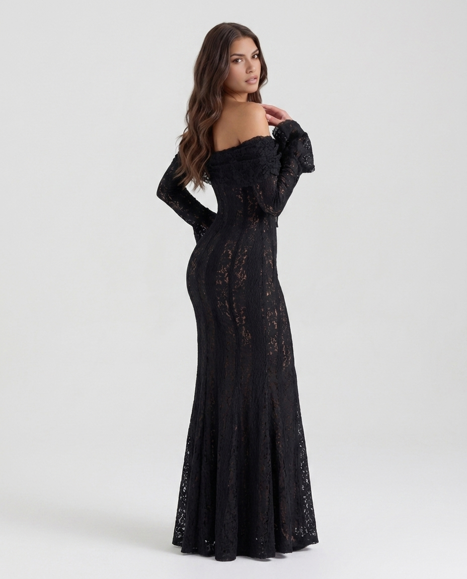 Genevieve | Off-Shoulder Lace Maxi Gown
