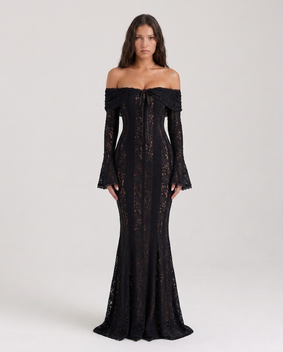 Genevieve | Off-Shoulder Lace Maxi Gown