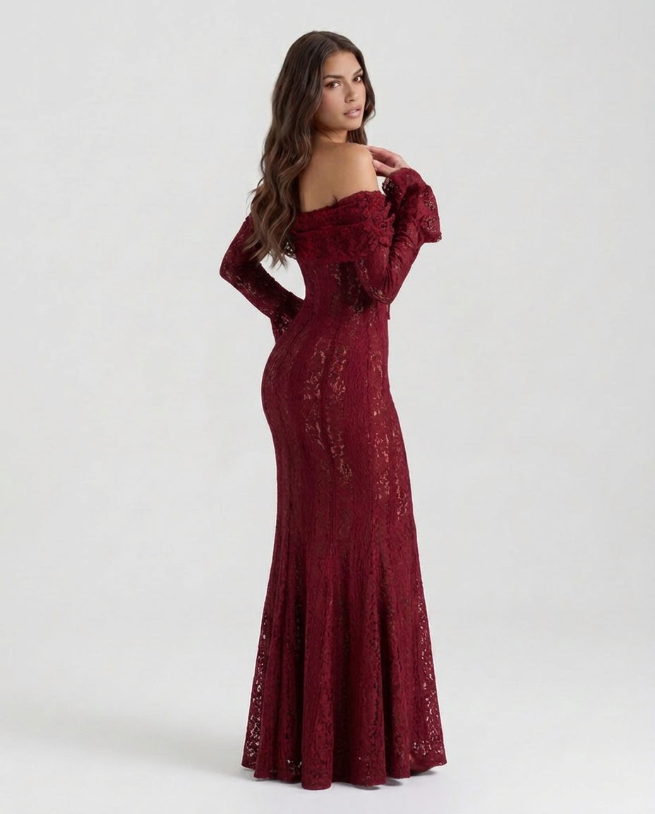 Genevieve | Off-Shoulder Lace Maxi Gown