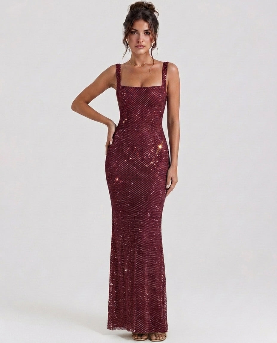 Aurelia | Rhinestone Sheer Maxi Gown