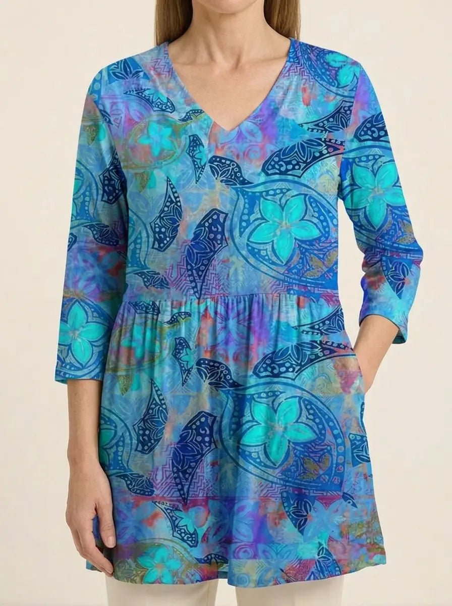 Juliette | Long Blouse with V-Neck - Tillybelle