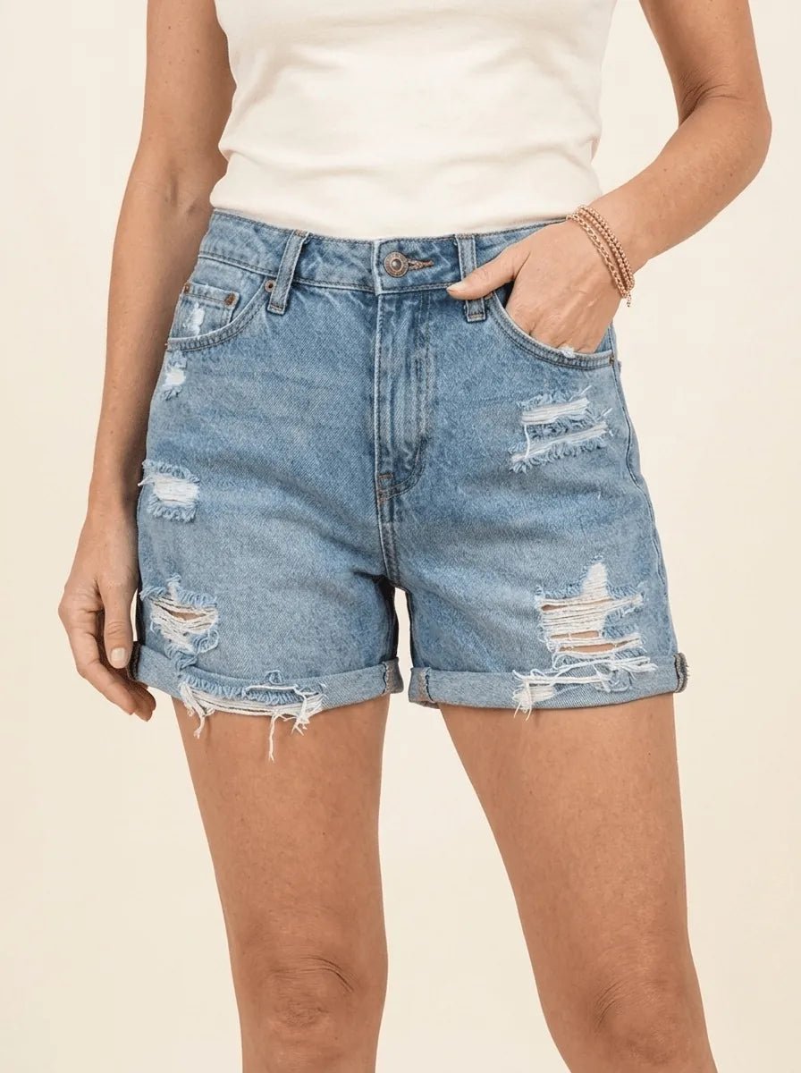 Paige | Distressed Denim Shorts - Tillybelle