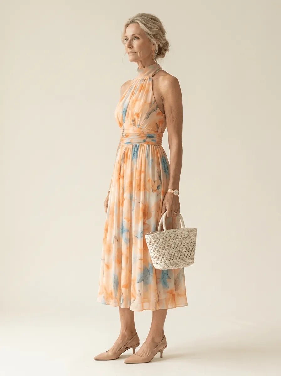 Solene | Soft Halter Midi Dress - Tillybelle