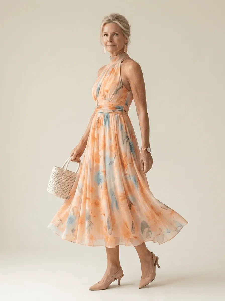 Solene | Soft Halter Midi Dress - Tillybelle